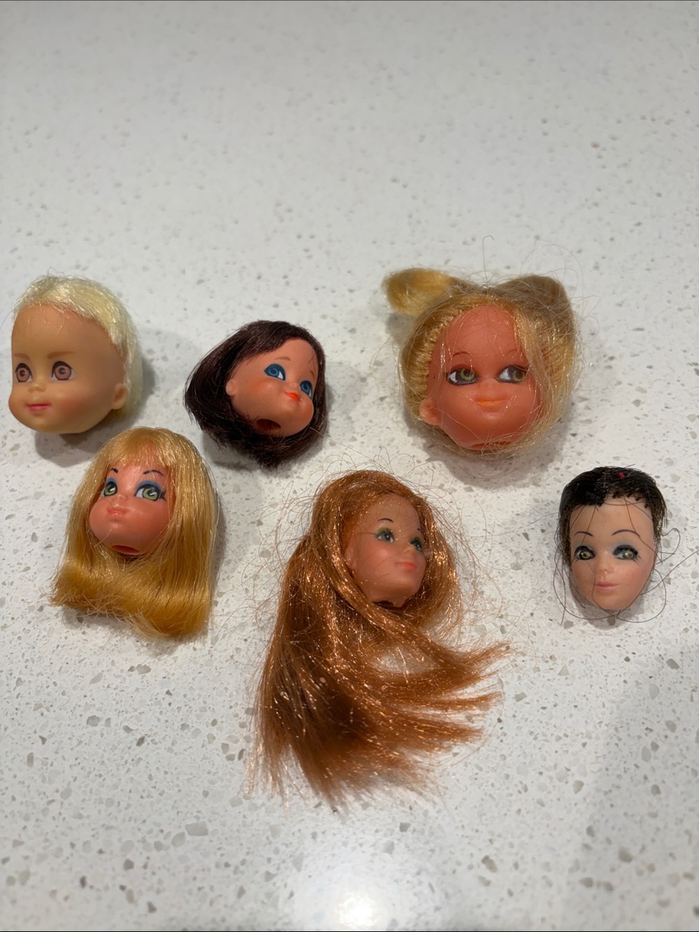Assorted Replacement Doll Heads - Mixed Hair Colors (Blonde, Brown, Red, Black)